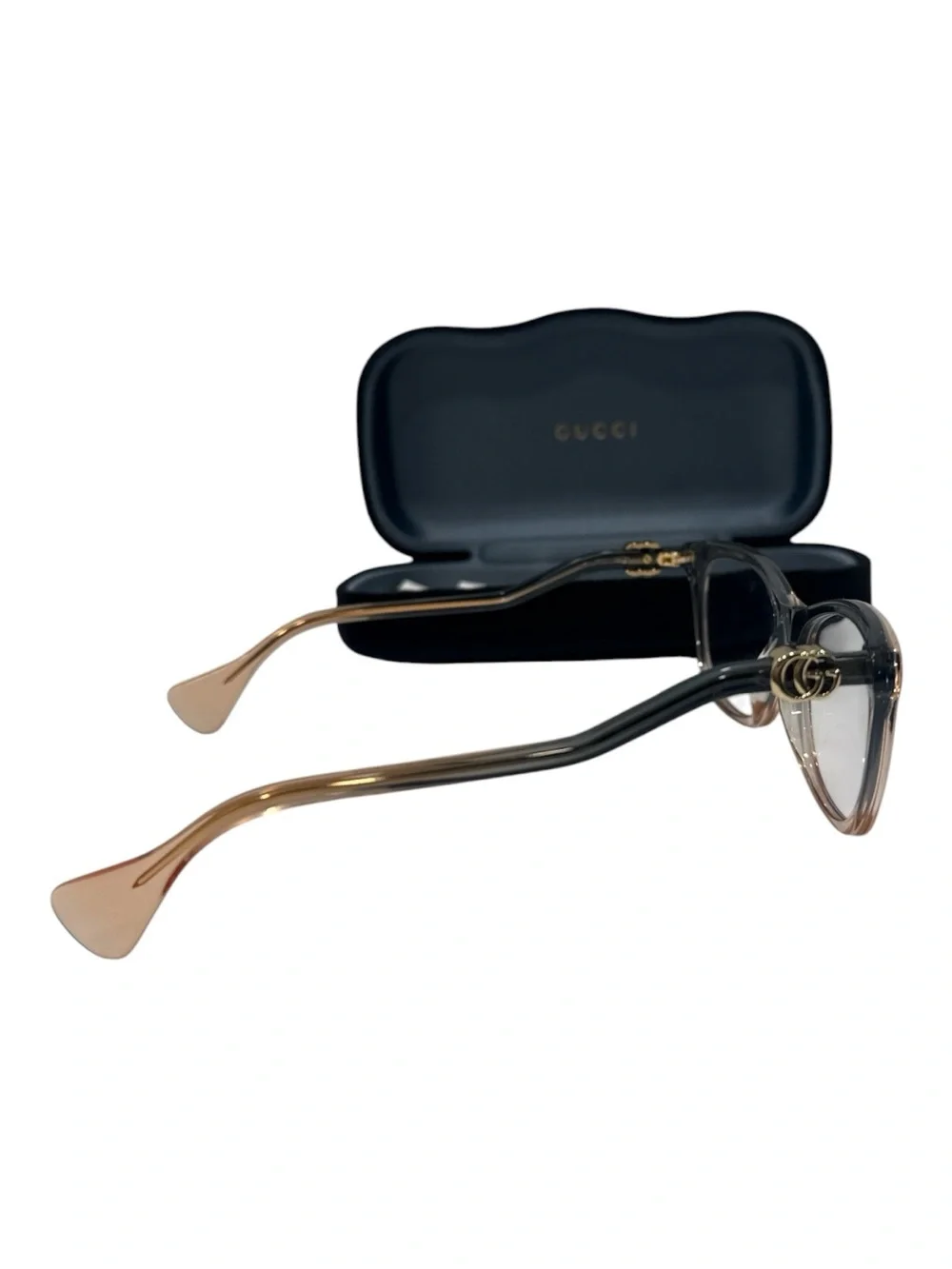 GUCCI GG1012O 002 Blue Transparent Rectangle Women's 54 mm Eyeglasses